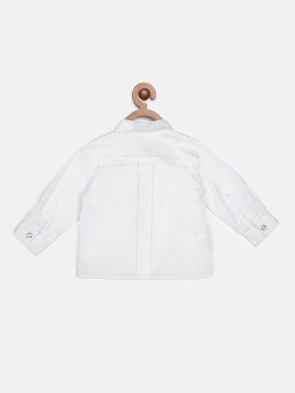 Long Sleeve Oxford Shirt - White With Bow image number null
